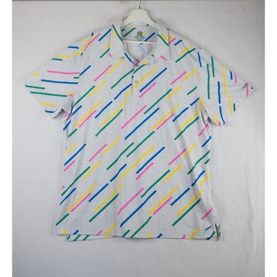 Chubbies Polo Shirt Mens XXL Grey Multicolor Excellent 90s Retro Performance