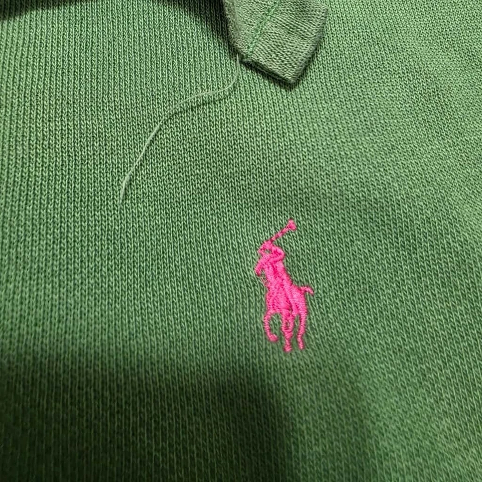 Женская зеленая толстовка с капюшоном на молнии Ralph Lauren с логотипом Pink Pony размер XL Гонконг винтаж  - Изображение 4 из 4