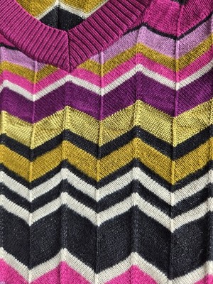 Missoni Chevron V-Neck Shell Vest Magenta, Chartreuse