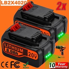 2PACK 20V MAX Lithium-ion Battery for Black and Decker 20 Volt 8.0Ah LBXR20 LB20