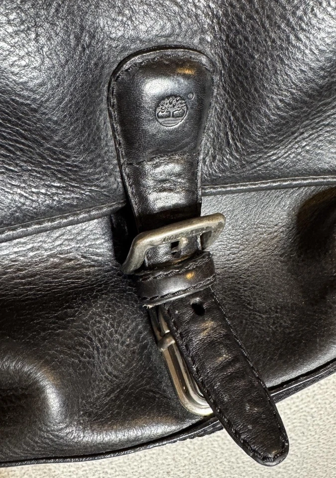 Bolso Mensajero Timberland Vacchetta Cuero Negro De Colección Foto 2 de 4
