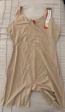 Spanx Trust Your Thinstincts Mid Thigh Bodysuit Shapewear Nude Back Smoothing 1X