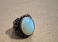 Simulated Sterling Silver Floral Design Opal ...