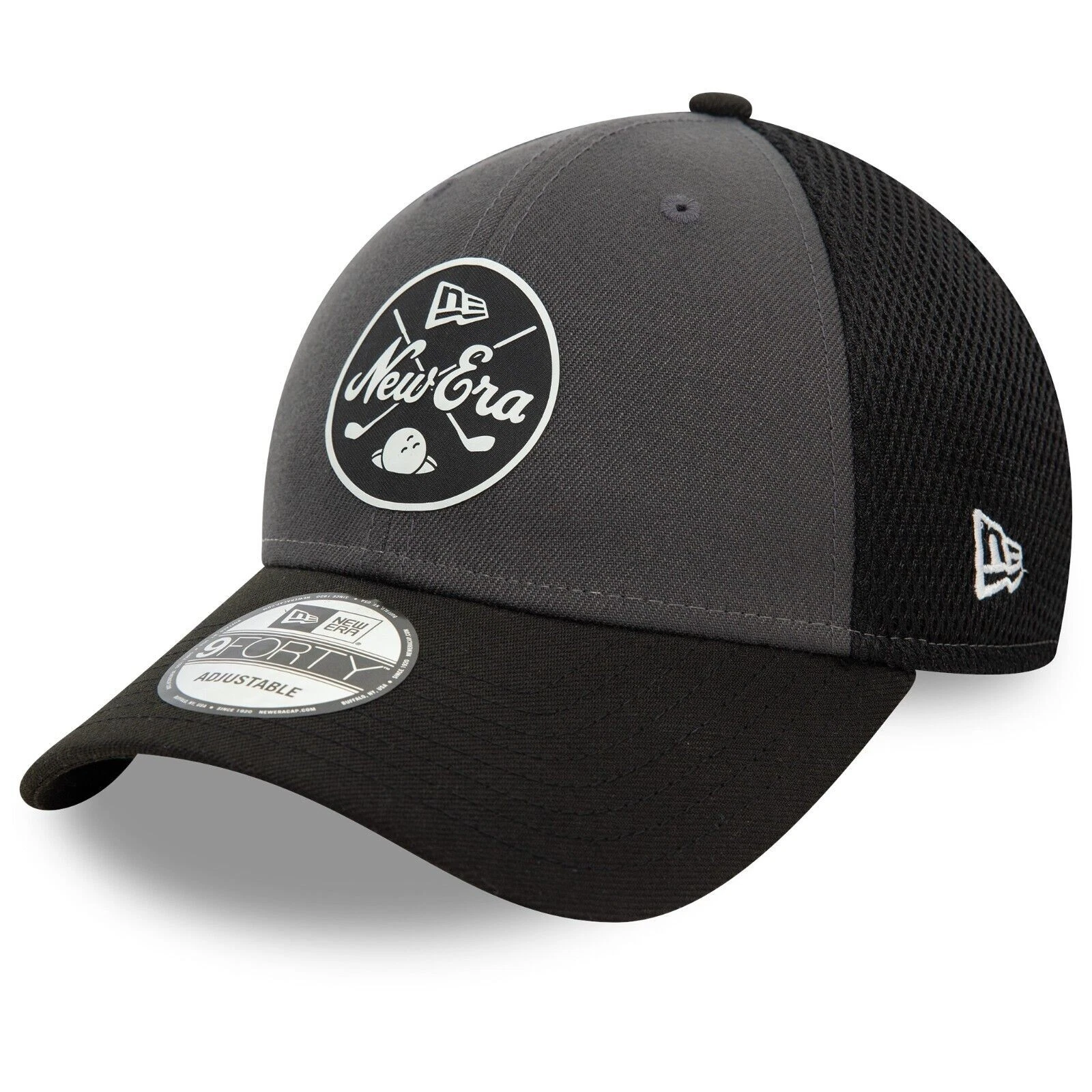 NEW ERA HEX BASEBALL TRUCKER CAP.9FORTY BLACK GREY MESH STRAP ADJUSTABLE HAT S25