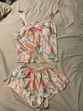 Victorias Secret Gold Label 100 Silk Pajamas Medium Tank- Petite Shorts