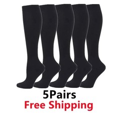  5 Pairs Compression 15-20mmHg Graduated Support Socks Calf Mens Womens S-XXL