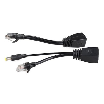 1 Pair 12V POE Adapter Cable RJ45 Injector Splitter Network Power over Ethernet