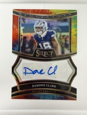 Damone Clark 2024 Panini Select Auto Tie Dye Prizm Die Cut Cowboys 3/25