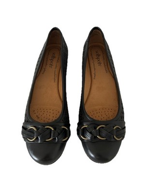 Softspots Posie NWB Laser Black Flat Loafers 8.5 M Soft Comfortable & Cushioned