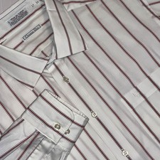 VTG Christian Dior White Stripe L/sve ButtonUp Dress Shirt Mens 17-34/5 Pocket