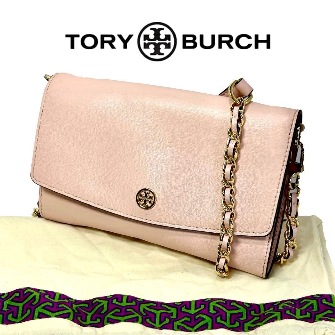 Tory Burch Shoulder Bag Chain Wallet Gold Hardware Leather Pink 135027K Authen