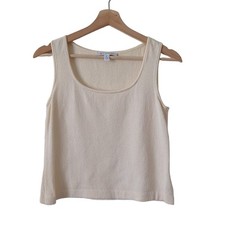 St. John Womens Tank Top Sleeveless Blouse Santan Knit Cream Crop Size P Small