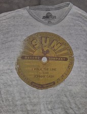 Sun Records Johnny Cash I Walk The Line T Shirt Burnout Paper Thin Sheer Soft M
