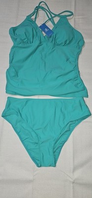 Cupshe Teal Tankini -Women s Size Large 2-Piece Swimsuit. New With Tags