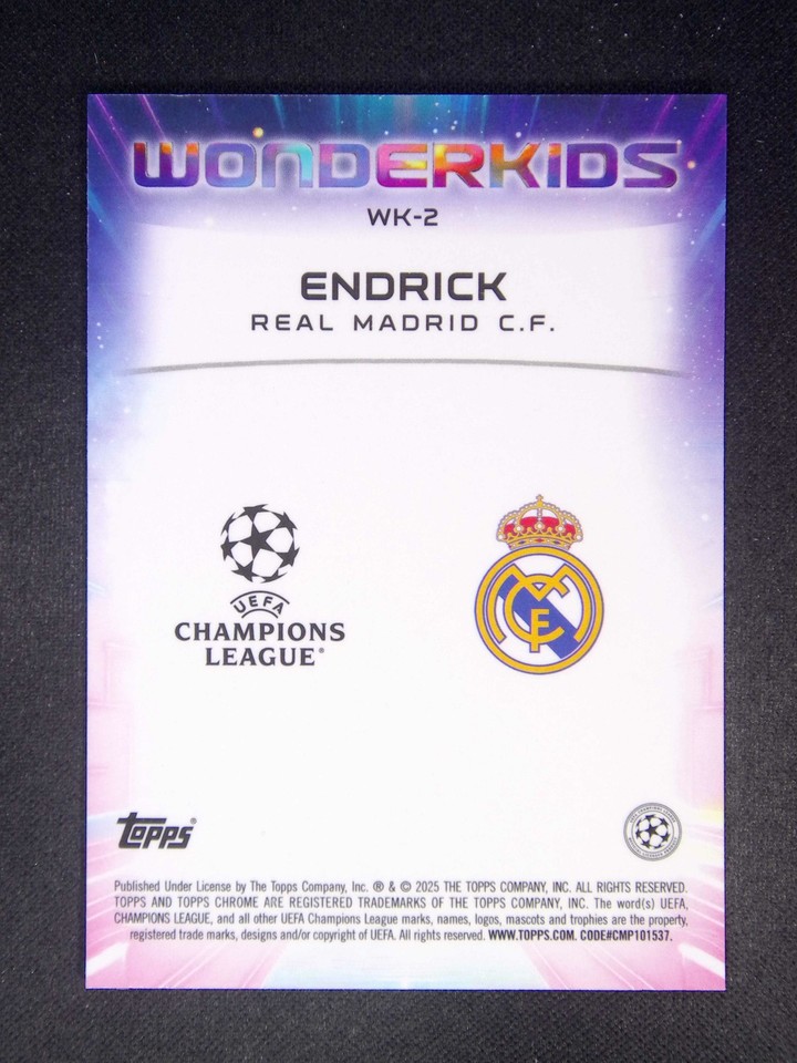 2024-25 Topps Chrome UEFA Endrick RC Rookie Wonderkids Sapphire | eBay