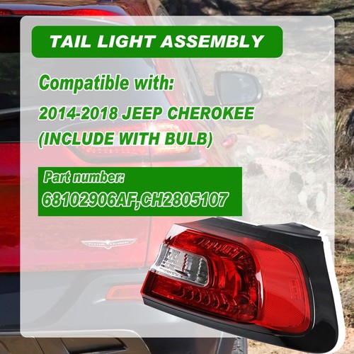 Luz trasera derecha para lámpara de freno exterior Jeep Cherokee 14-18 68102906AF - Imagen 2 de 6