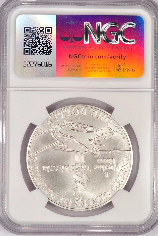 1995 D Olympic Cycling Commemorative Dollar MS 70 MS70 Clean Coin $1 - Image 2 of 2