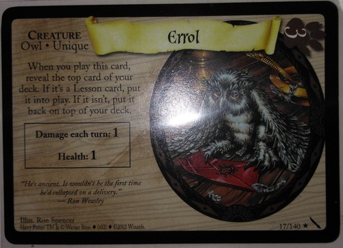 HARRY POTTER CÁMARA DE SECRETOS TCG CCG Errol 017 REG - Imagen 2 de 2