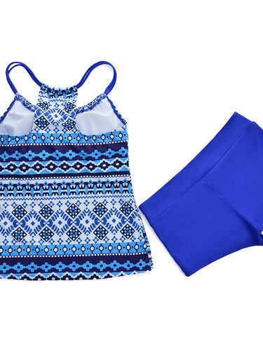 Women's Sport Swimsuit Tankini Set 2PCS Bikini Vest Shorts Bathingsuit Swimwear - Picture 22 of 70