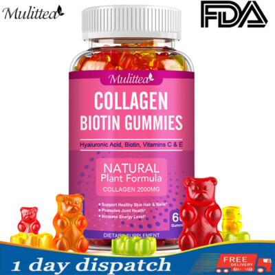 Collagen  Biotin Gummies - Vitamin C  Boost Skin/Hair Health  60pcs Vitamins