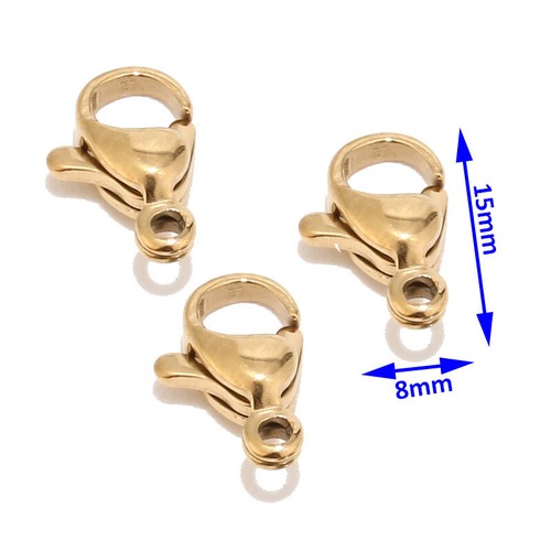 120pcs/lot Stainless Steel Lobster Claw Clasps 18K Gold Plated Jewelry Supplies - Picture 6 of 9
