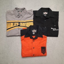 Harley Davidson Mechanic Shirt Garage Work Mens Medium Button Short Sleeve LOT 3