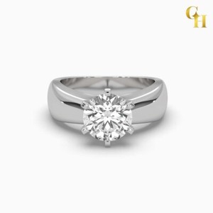 Authentic 18k Gold Plated 4mm Smooth Edge Crown Cathedral Set Solitaire Moissanite Ring