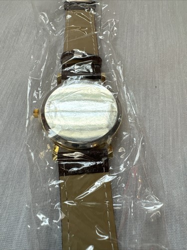 NWT Ladies Nautical Round Gold Tone Black Faux Leather Band Analog Watch - Picture 7 of 7