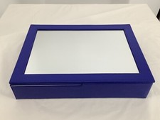 Jewelry Box/Case/Organizer for Earrings, Rings, Necklaces, Blue With Mirror