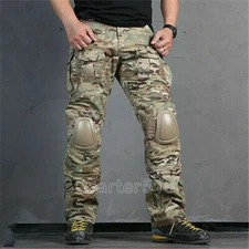 Men's Tactical Camouflage Pads With Knee Outdoor Camp Hiking Trousers Pants New