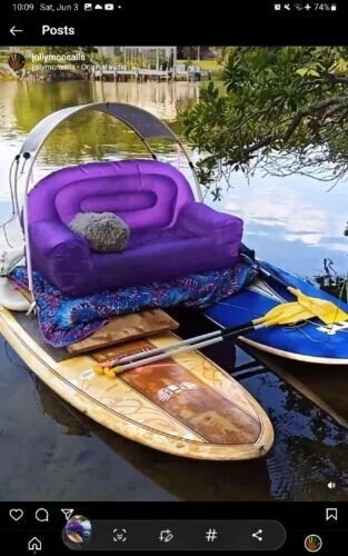 Inflatable Sofa Couch Purple 54" Two Person Kids Pool Floating Beach Lounge Toy - Image 3 of 3