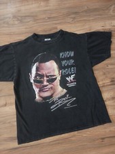 Vintage 1999 WWF The Rock T Shirt Tee Double Sided Know Your Role Brahma Bull