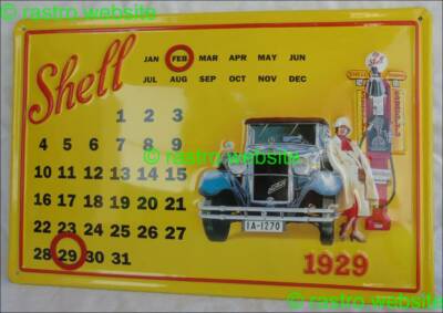 1 Blech-Schild Kalender - ''Shell 1929'' (20x30cm)