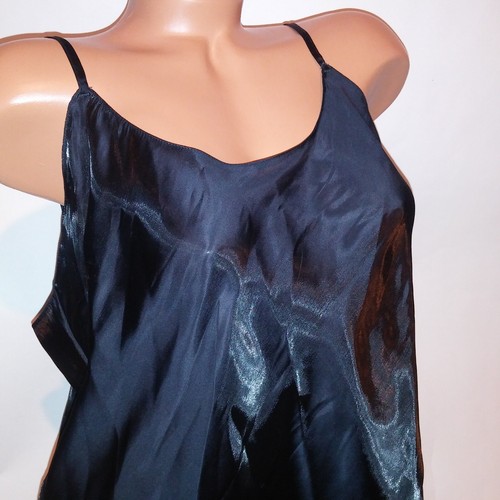 Victoria Secret Lingerie Chemise Slip Long Gown XL Black Solid Shimmer 52" Long - Picture 4 of 11