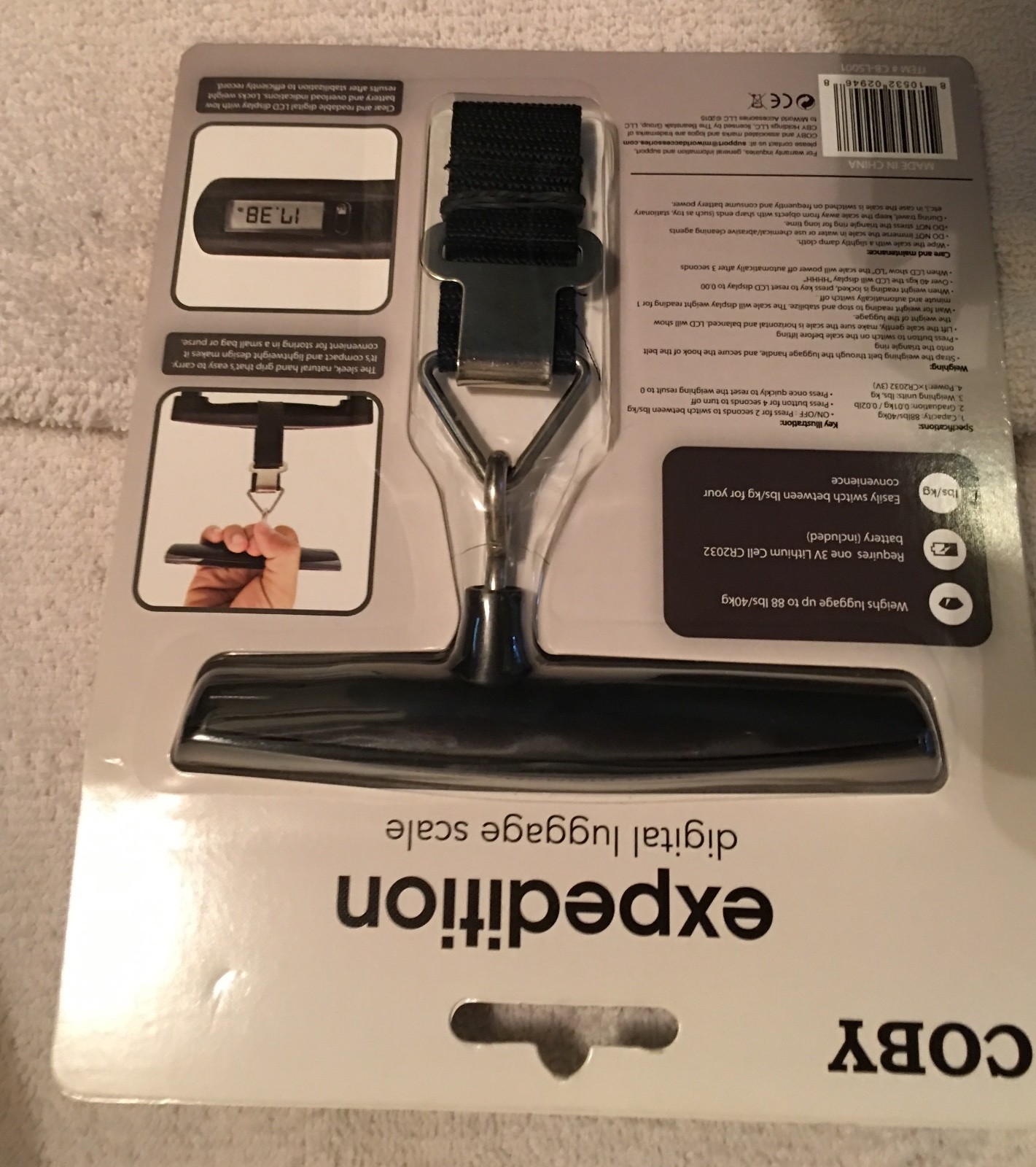 Coby Expedition digital luggage scale 110 lbs 50 kg steel hook NIP eBay