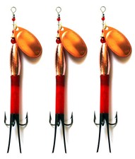 3 Red Black Tail Bullet Flying C Spinners Salmon Trout Bass Steelhead Sea Lures