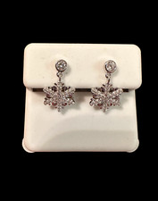 Sterling Silver Earrings- SNOWFLAKES cubic zirconias-- post back-petite