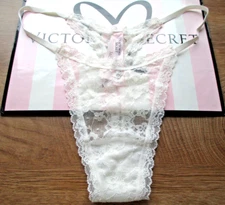 VICTORIAS SECRET High Leg String Thong Panty VS Coconut White Lace S M L XL NWT