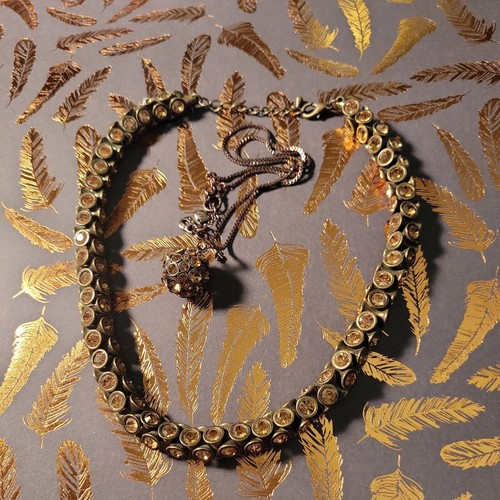 Künstlerherstellung OOAK Steampunk Halsketten in braun mit Kristallen. - Bild 6 von 6