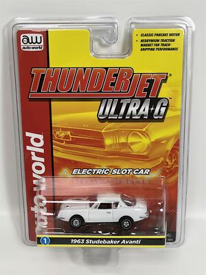  Studebaker Avanti 1963 White Thunderjet Ultra G Ho Slotcar Auto World SC367-1