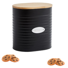 Biscuit Tin with Bamboo lid biscuits cookies metal kitchen storage canister jar