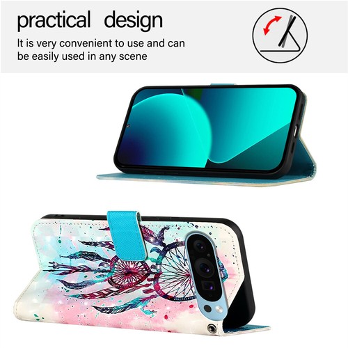 For Google Pixel 9 8 7 6 8A 3D Retro Painted Flip Wallet Stand Phone Case Cover - Picture 5 of 20