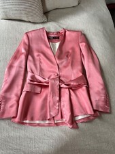 ZARA Pink Satin BLAZER JACKET Tie Sash SMALL S