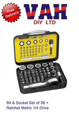 Stanley STA113906 Fat Max Compact 39tlg Steckschlüssel Ratsche Set Bits 1/4'' Antrieb