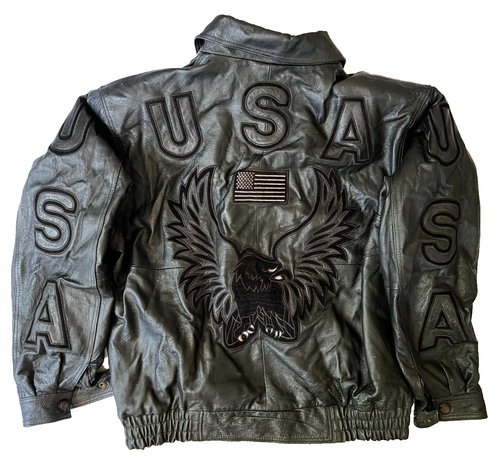 USA LEATHER MENS MOTORCYCLE LEATHER JACKET EXCELLENT CONDITION SIZE XL - Picture 5 of 10