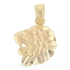 14K Yellow Gold Vintage Animal Charm Lion King Pendant Charm for Chain Necklace