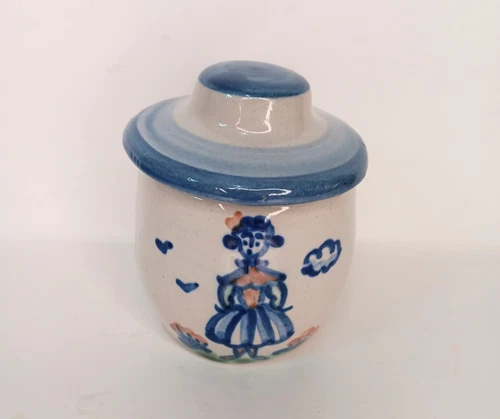 M.A. Hadley Vintage Pottery Stoneware - Farmer's Wife sugar bowl w/ lid - 2 pcs