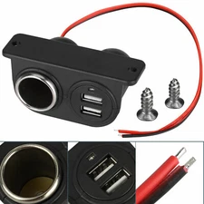 Car Cigarette Lighter Auxiliary Dual USB Power Outlet DC12V Socket Plug Adapter.