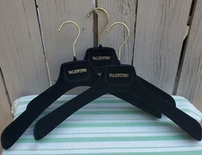 Lot of 2 NEW Valentino ~ Black/Gold Felt Covered Open-Ended Hangers ~ 16.5" Wide