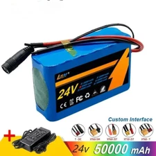 24V 50000mAh 6S2P 24V Battery Pack 24v with Bms Optional Plug +25.2V 2A Charger